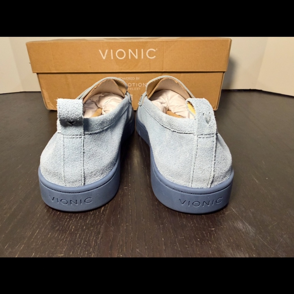 Vionic Chantel Suede Leather Loafer Shoes Blue Haze Womans 9W (Wide) - Picture 10 of 16